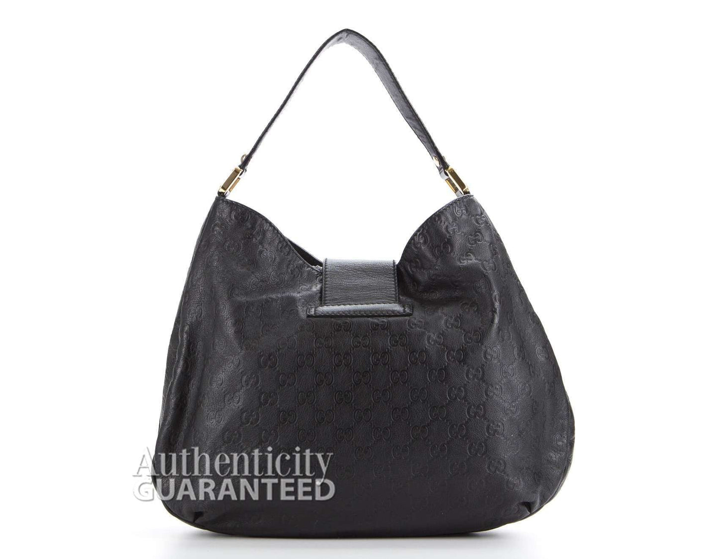 Gucci Black Guccissima New Ladies Large Web Hobo Bag