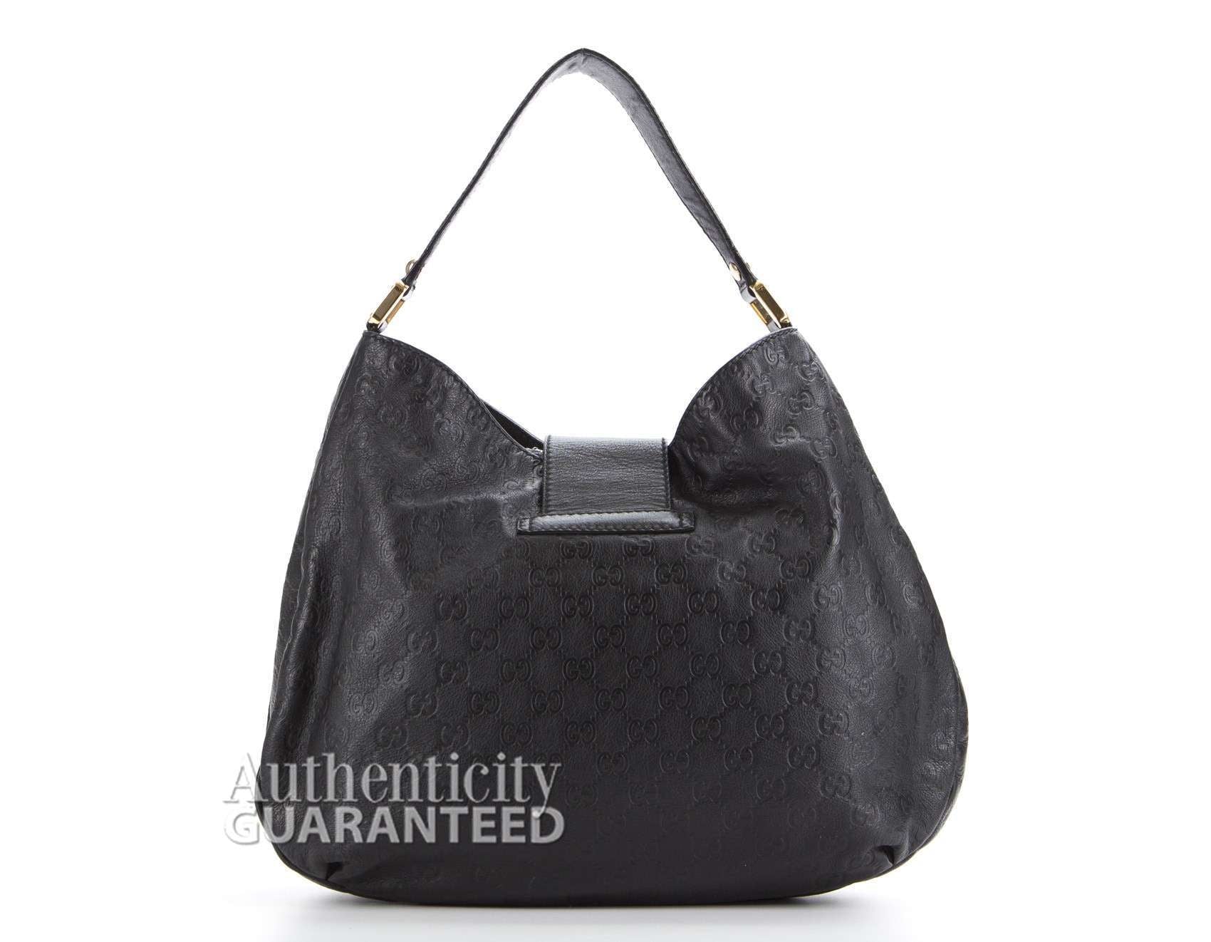 Gucci Black Guccissima New Ladies Large Web Hobo Bag
