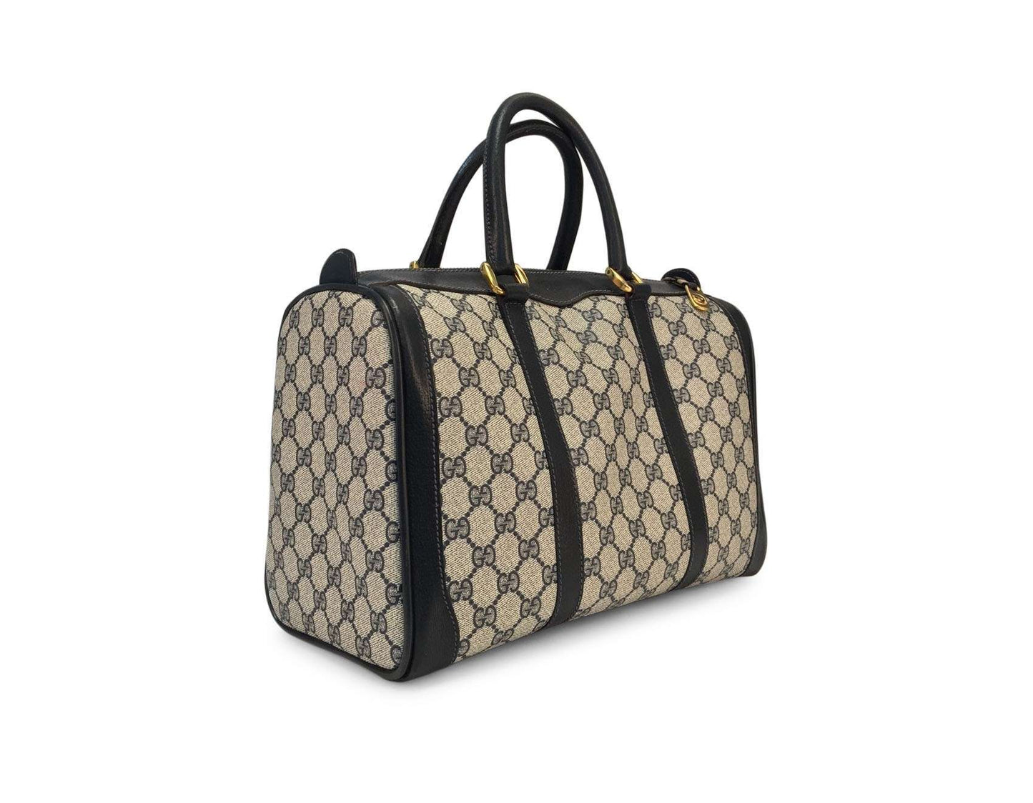 Gucci Navy Monogram Canvas Large Boston Joy Bag