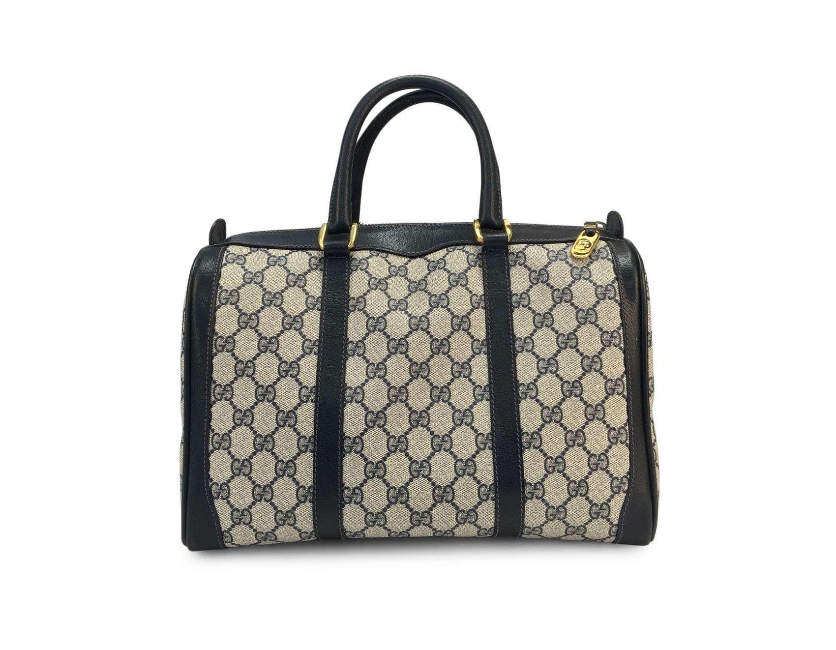 Gucci Navy Monogram Canvas Large Boston Joy Bag