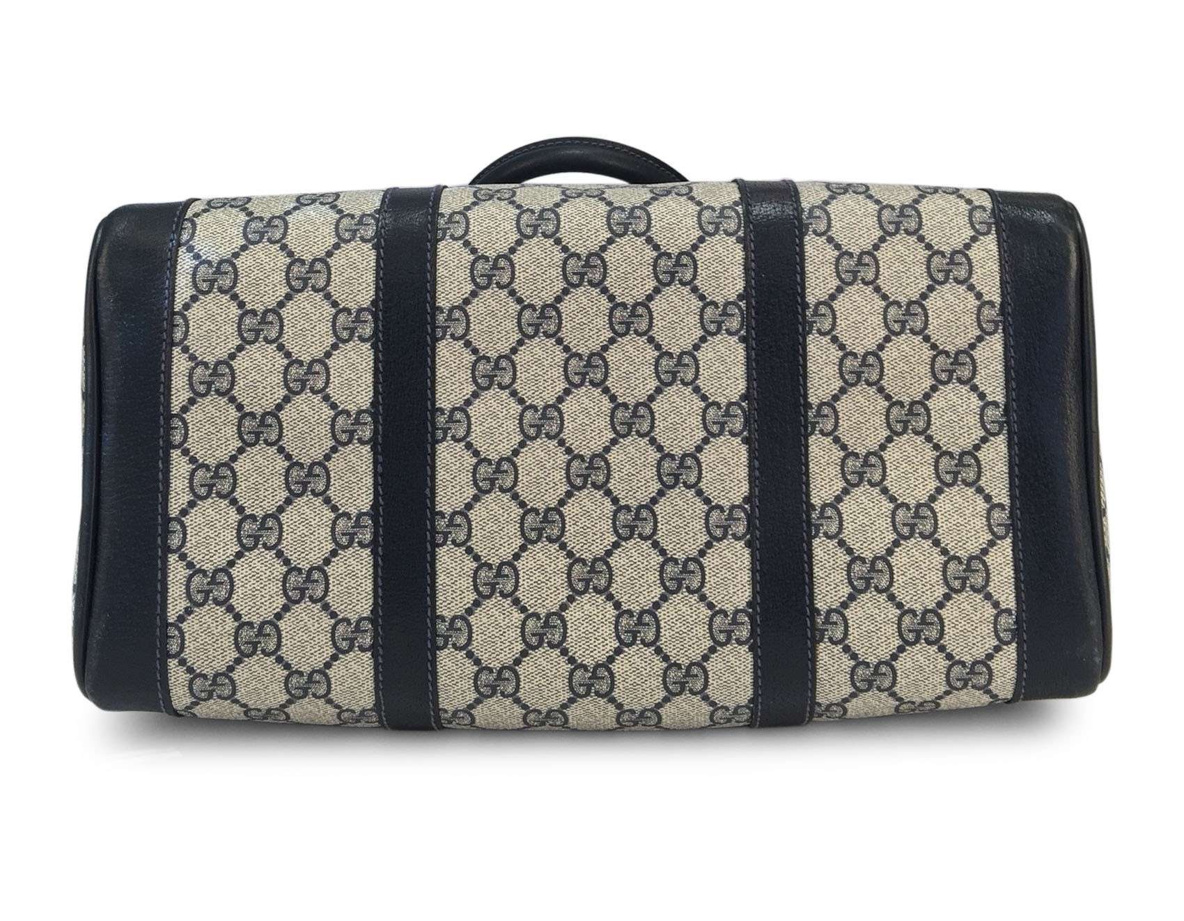Gucci Navy Monogram Canvas Large Boston Joy Bag