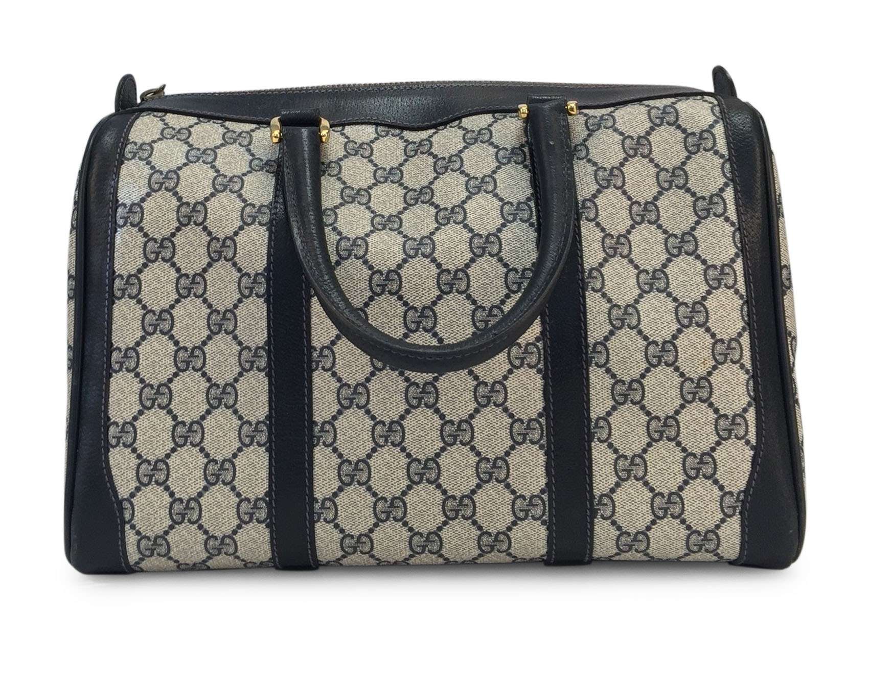 Gucci Navy Monogram Canvas Large Boston Joy Bag