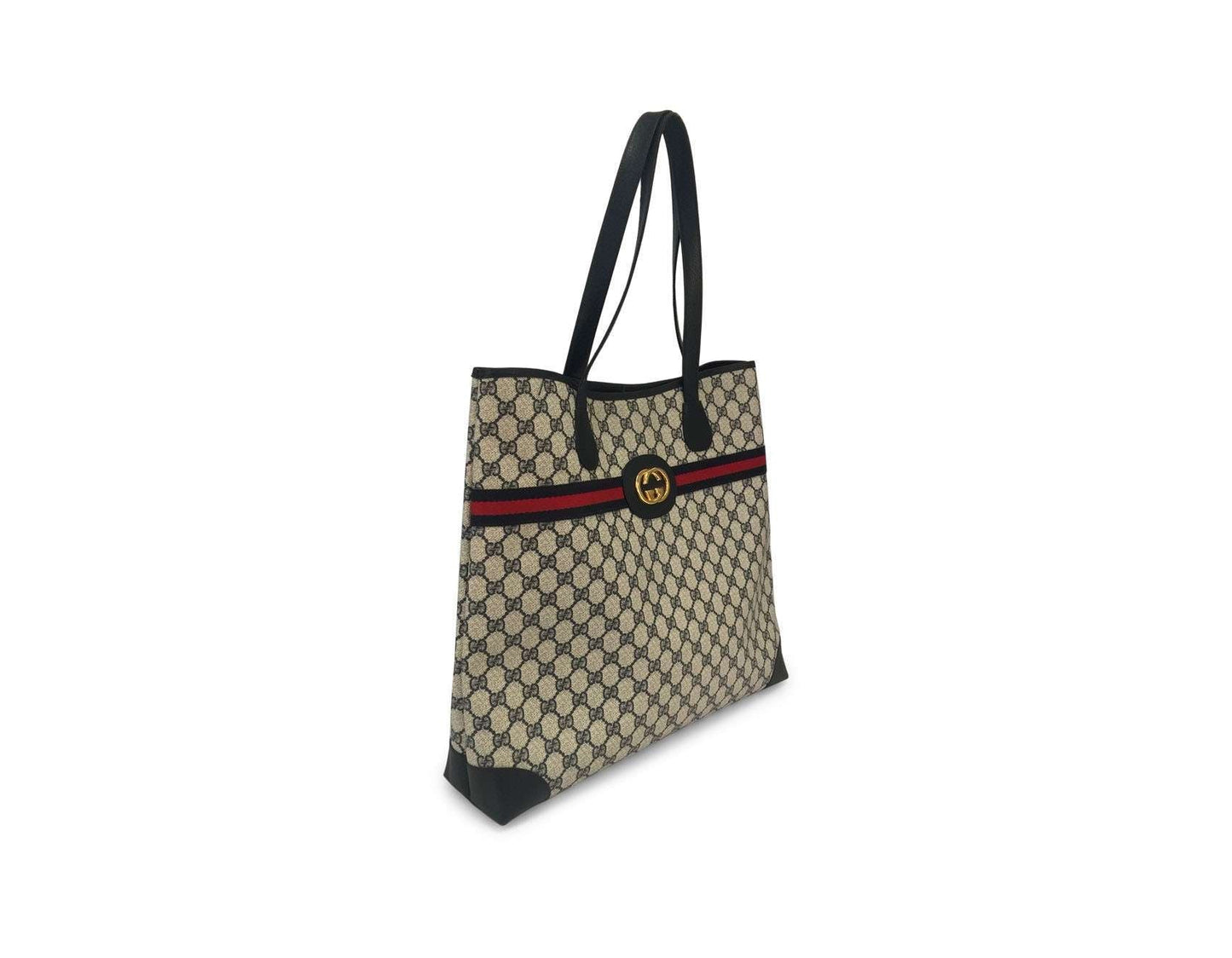 Gucci Navy Monogram Canvas Web Large Tote Bag
