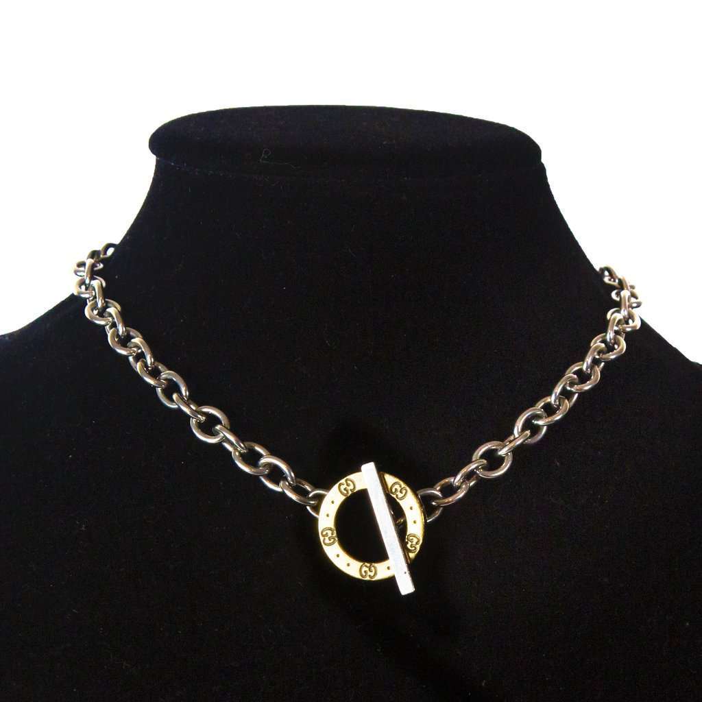 Gucci - 18K Gold + Sterling Silver Circle Pendant Necklace