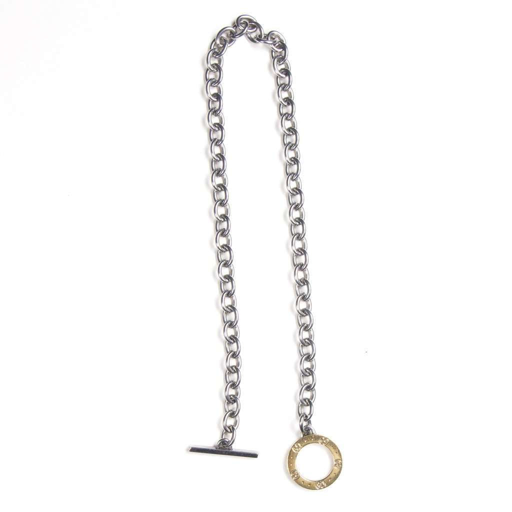 Gucci - 18K Gold + Sterling Silver Circle Pendant Necklace