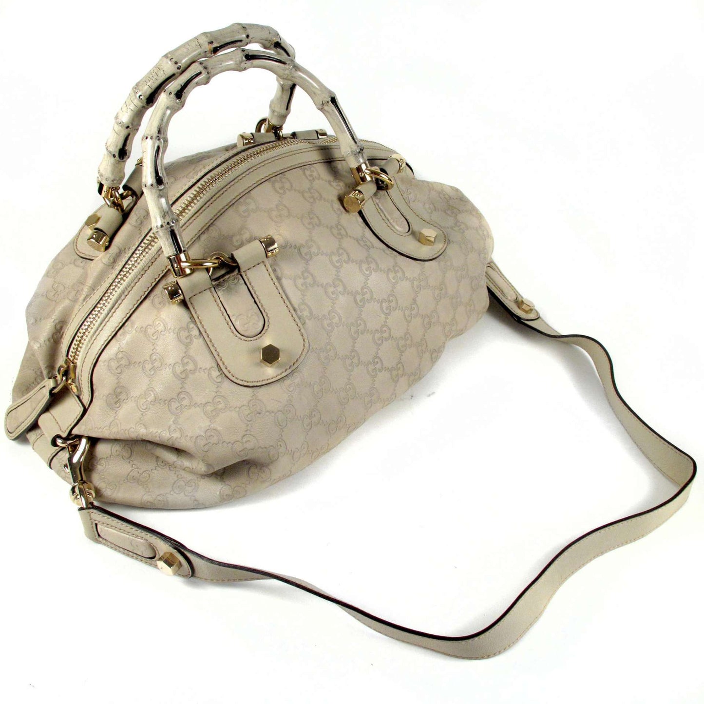 Gucci - Bamboo Handle Monogram Shoulder Satchel
