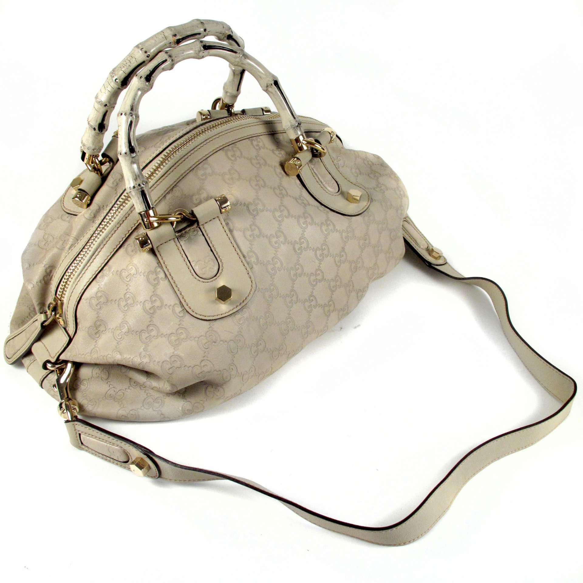 Gucci - Bamboo Handle Monogram Shoulder Satchel