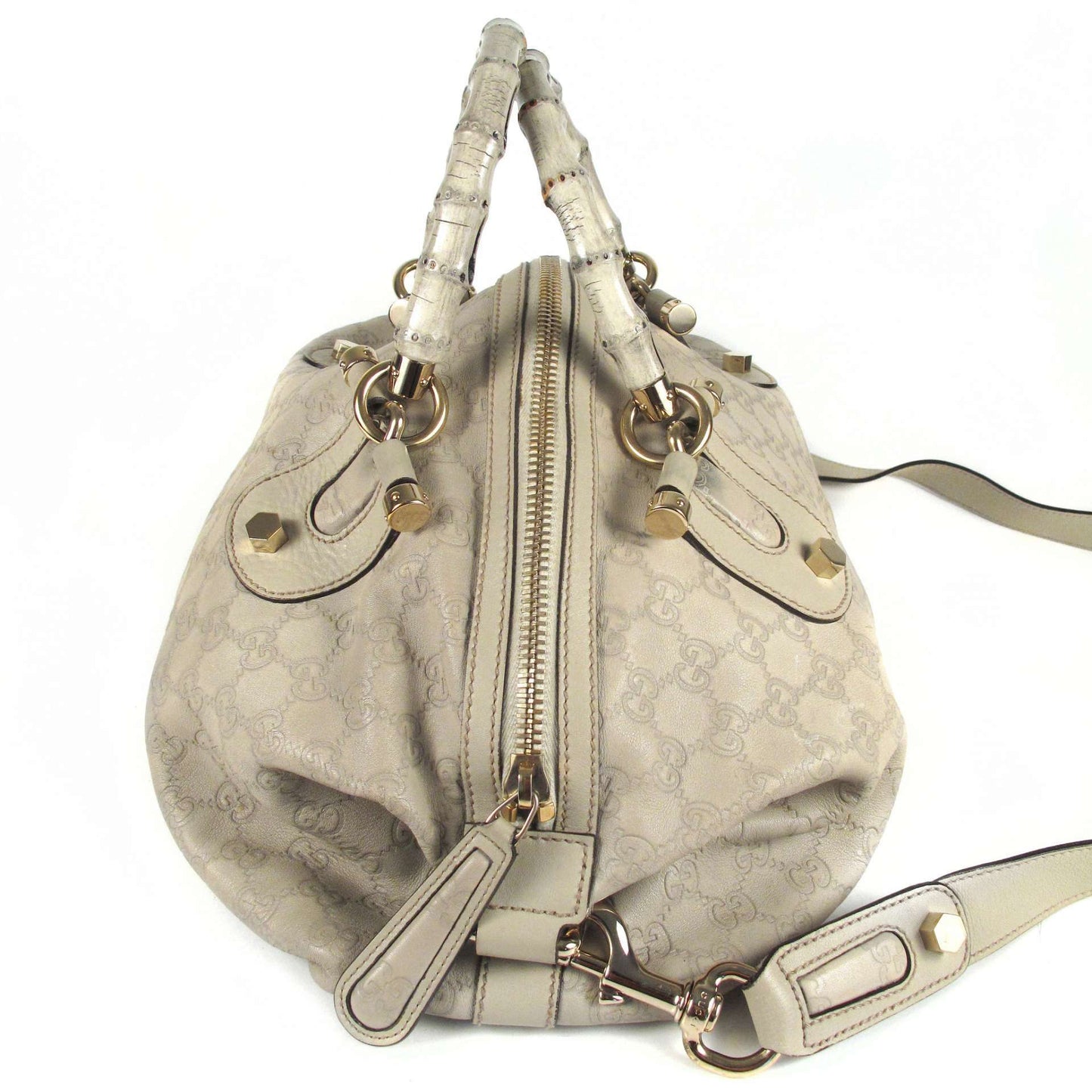 Gucci - Bamboo Handle Monogram Shoulder Satchel