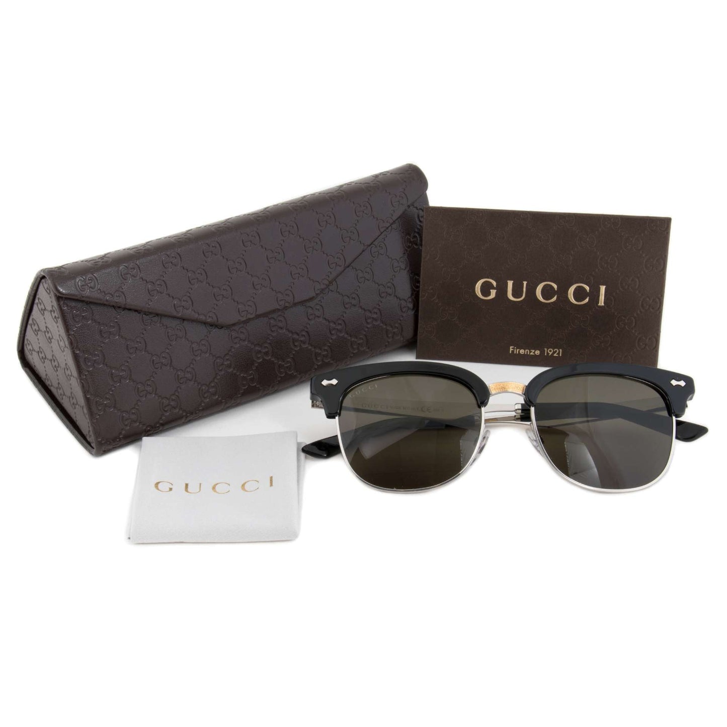 Gucci GG 2273/S CSA/1E Sunglasses | Black/Palladium Frame | Green Lenses