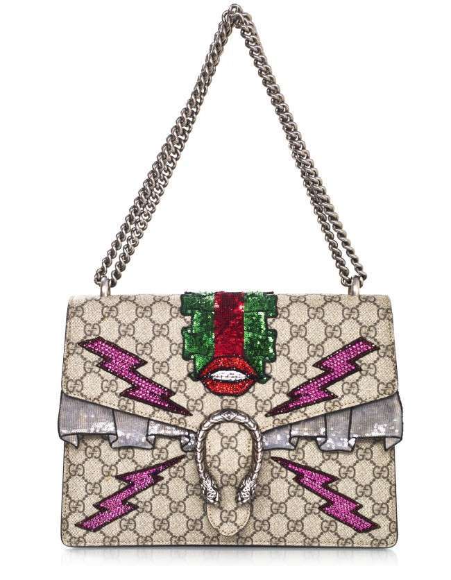 Gucci Dionysus GG Supreme Lips Embroidered Bag