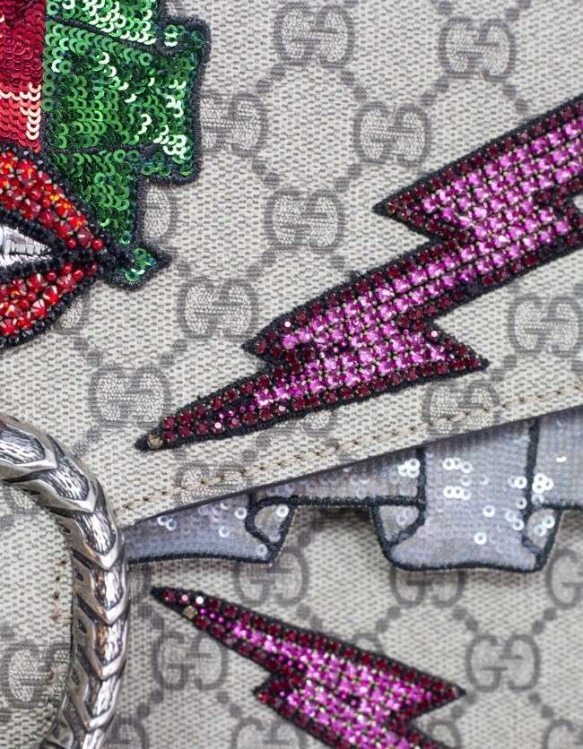 Gucci Dionysus GG Supreme Lips Embroidered Bag