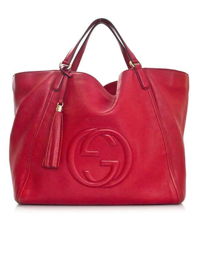 Gucci Red Leather Large Soho Tote Bag