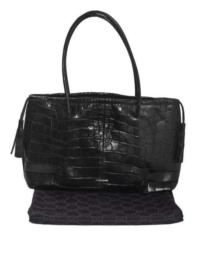 Gucci Black Crocodile Tote