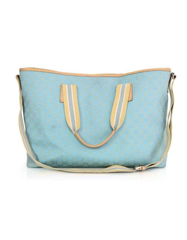 Gucci Blue Monogram XL Canvas Tote/Diaper Bag