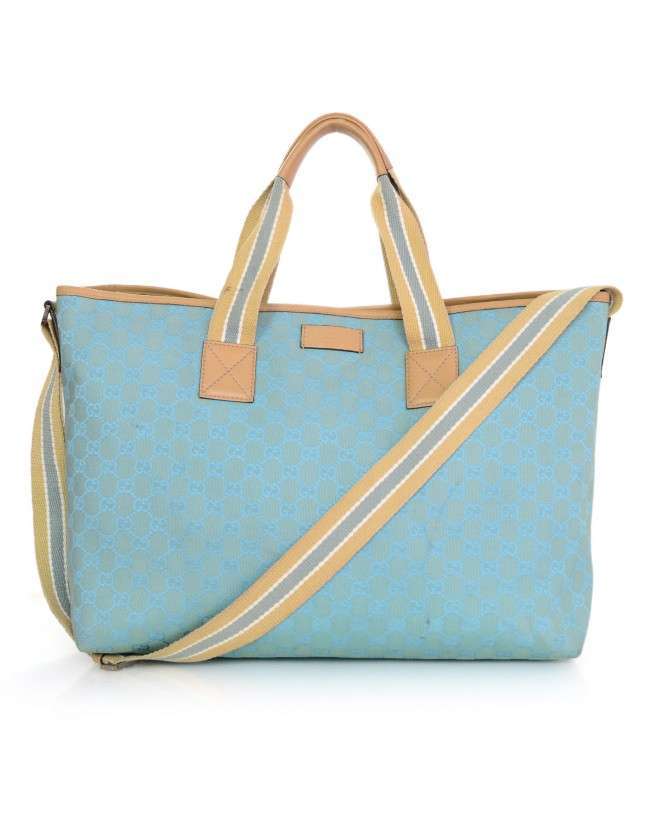 Gucci Blue Monogram XL Canvas Tote/Diaper Bag