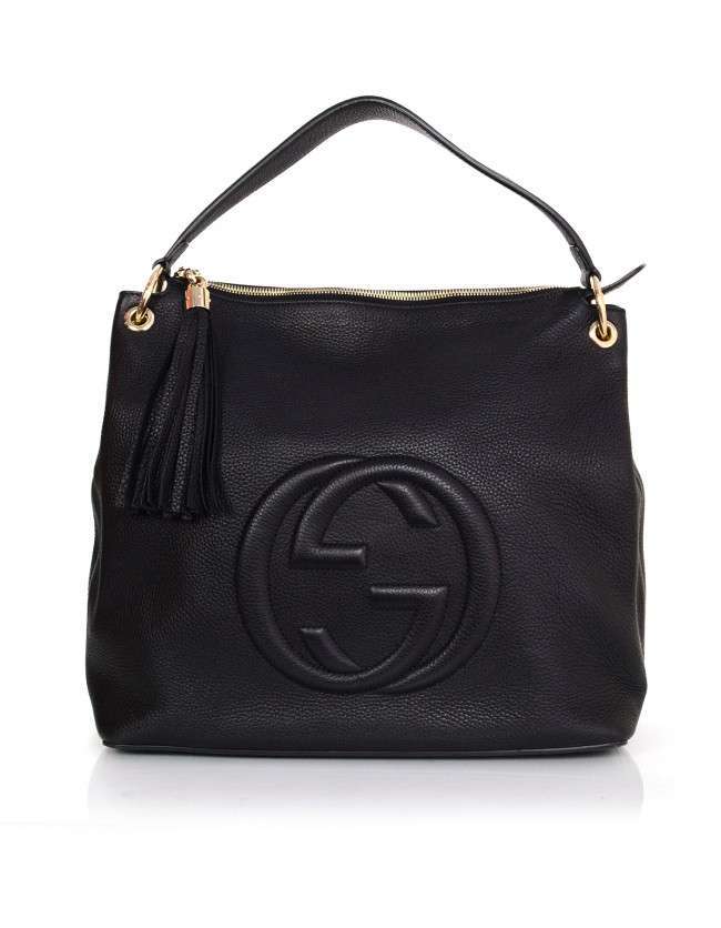 Gucci Black Leather Soho Hobo Crossbody Bag