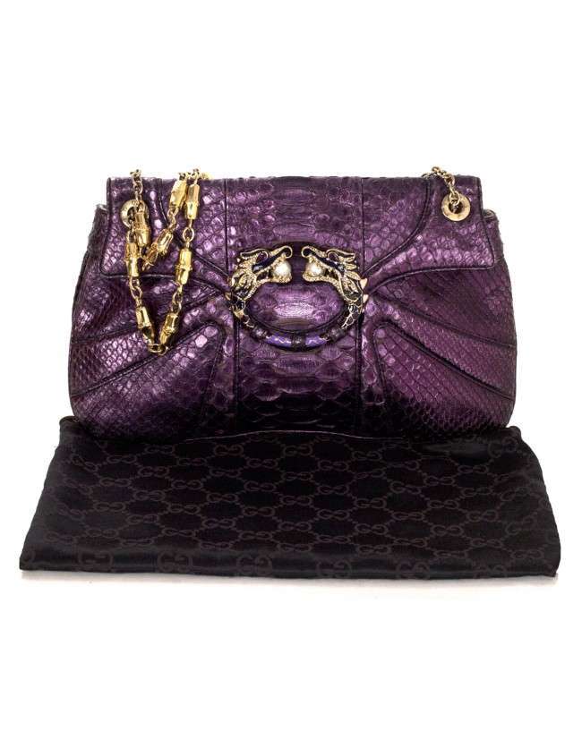 Gucci Purple Python Dragon Bag