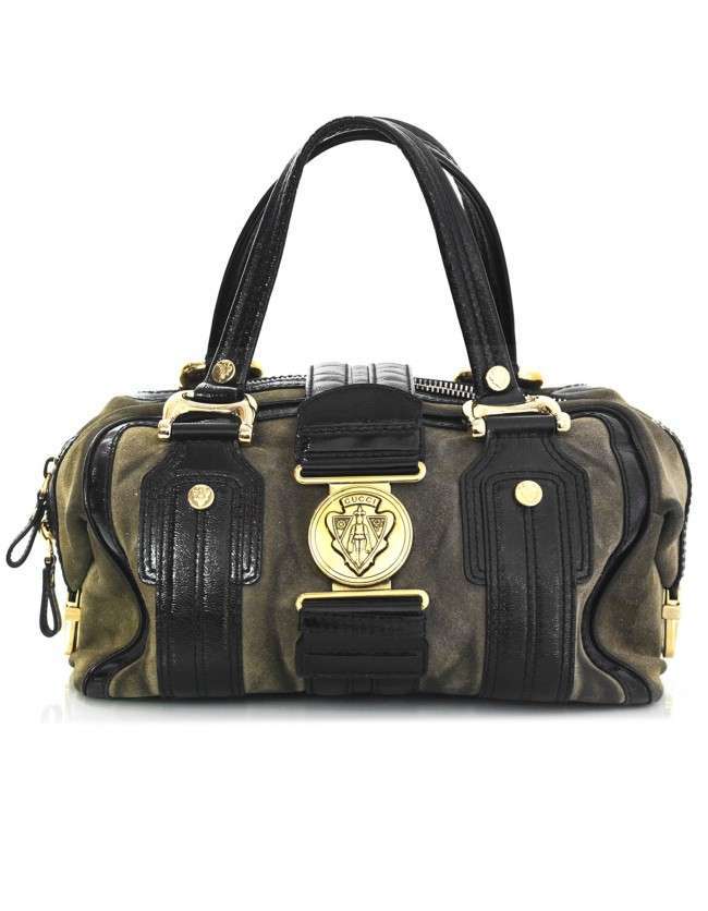 Gucci Grey & Black Aviatrix Hysteria Boston Handle Bag