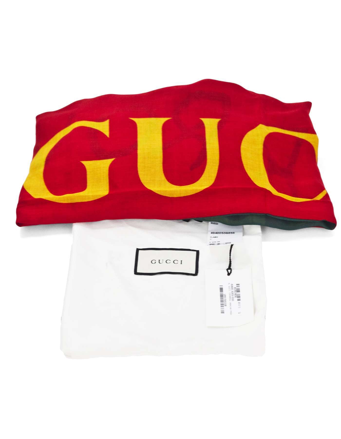 Gucci Red Coco Capitan Logo 140cm Shawl NWT