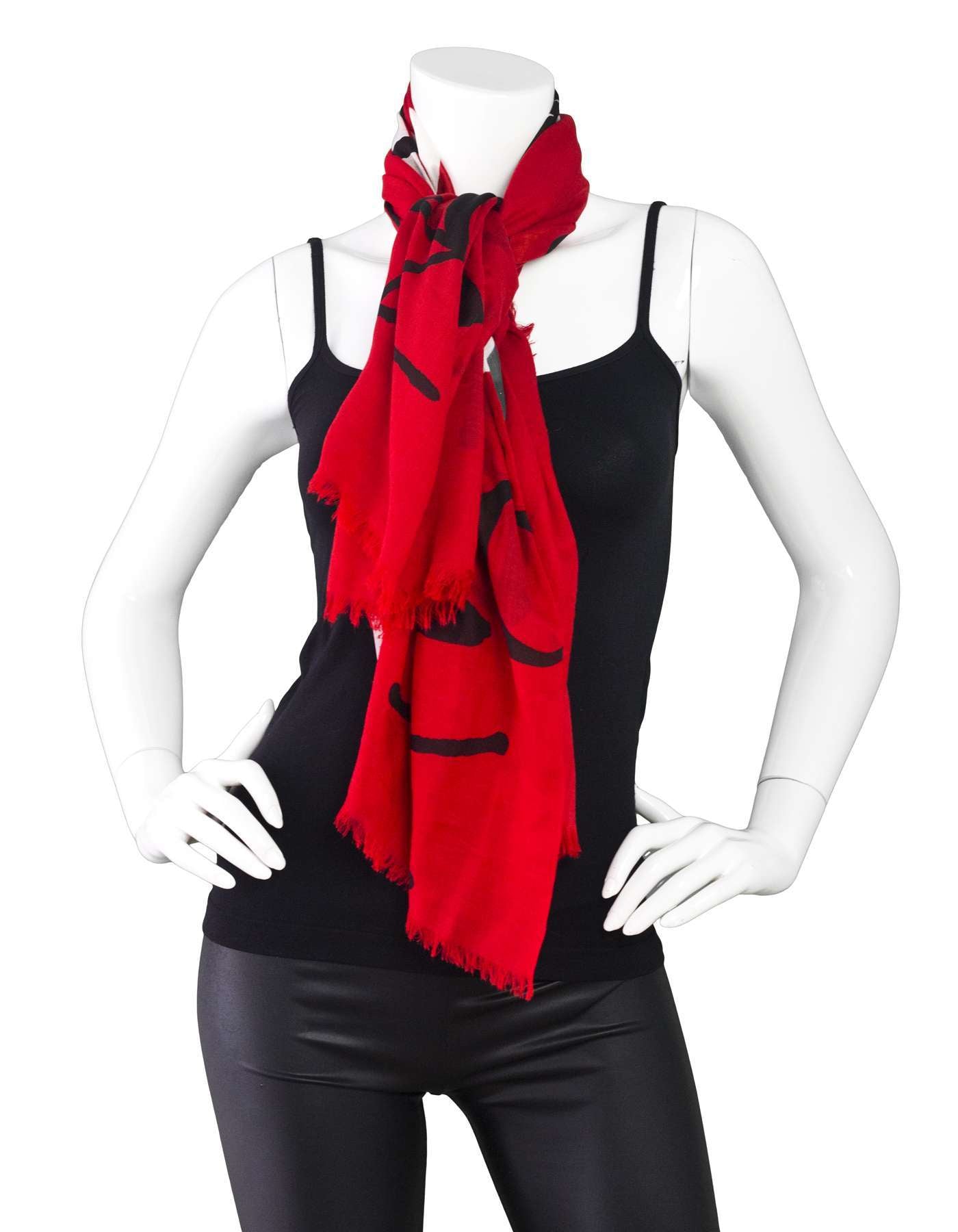 Gucci Red Coco Capitan Logo 140cm Shawl NWT