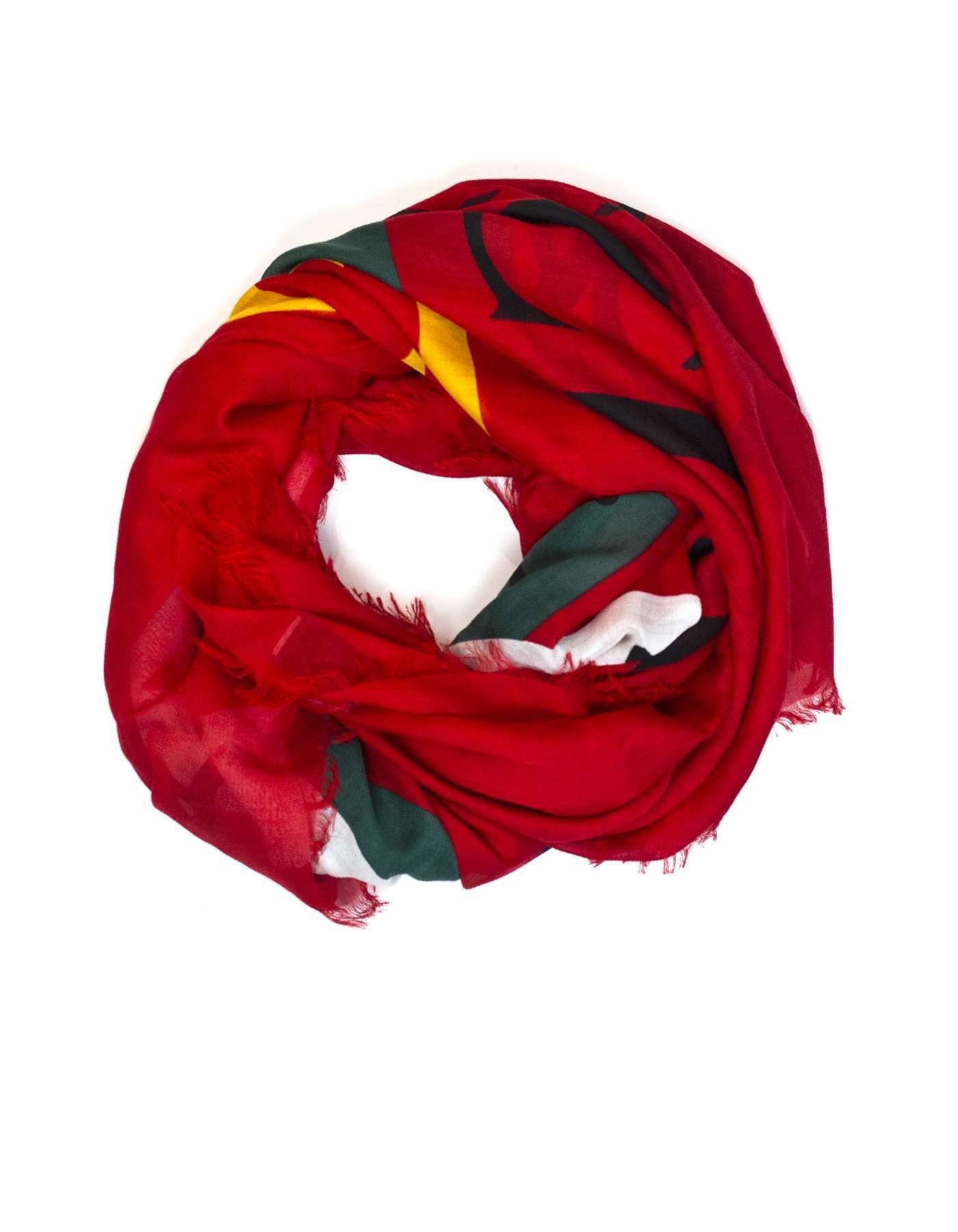 Gucci Red Coco Capitan Logo 140cm Shawl NWT
