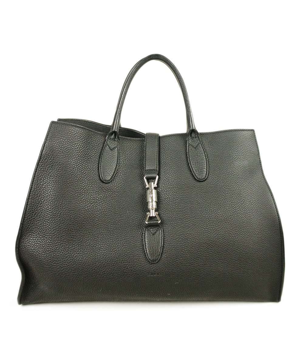 GUCCI BLACK LEATHER JACKIE O TOTE