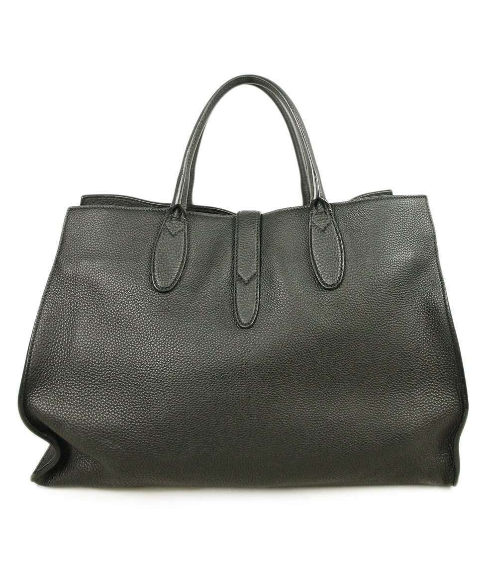 GUCCI BLACK LEATHER JACKIE O TOTE