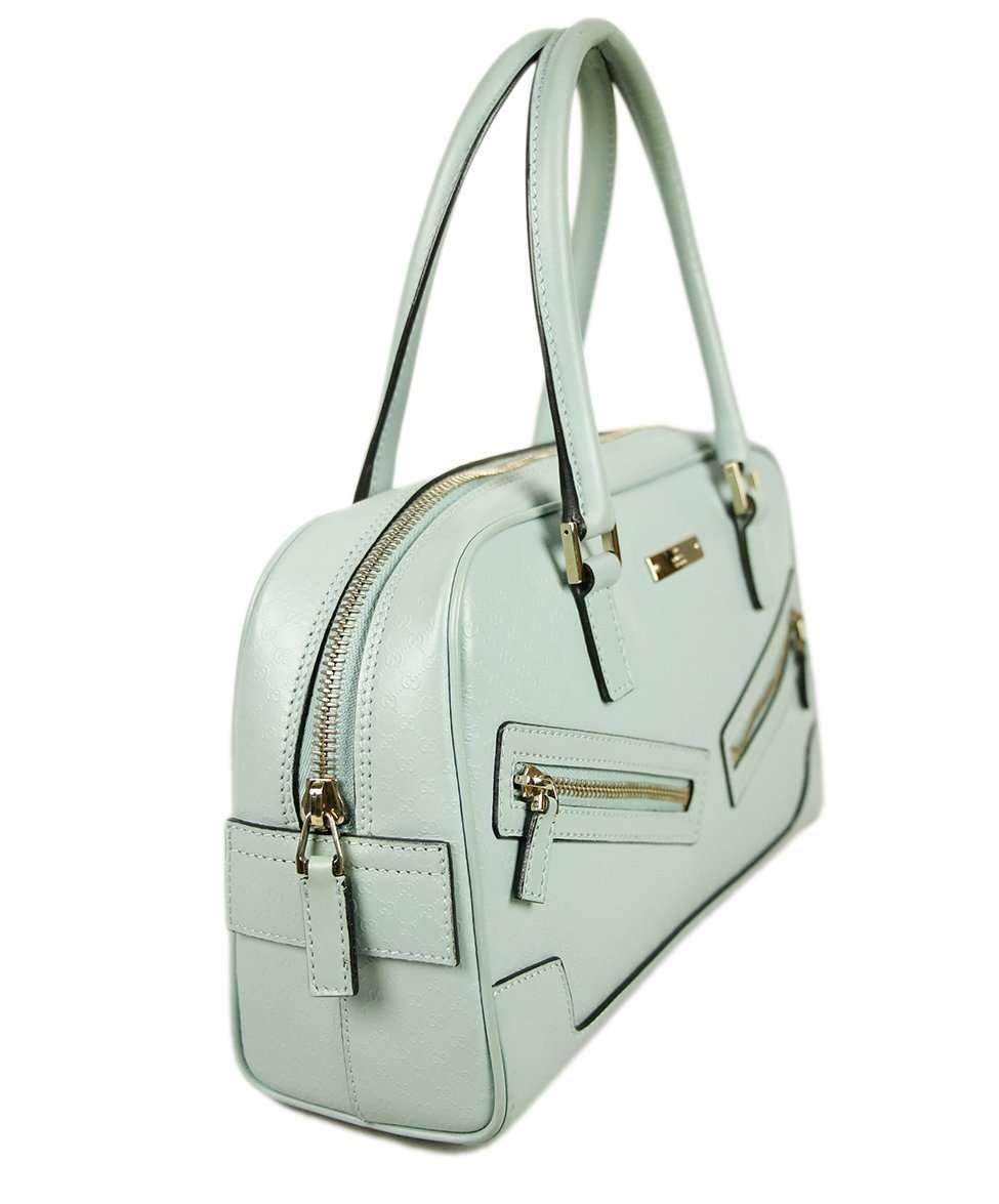 GUCCI PALE BLUE LEATHER SATCHEL