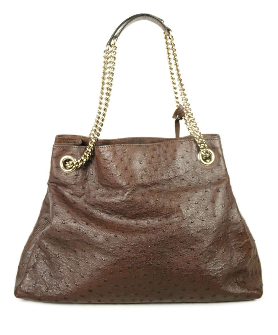 GUCCI "SOHO" BURGUNDY OSTRICH HANDBAG