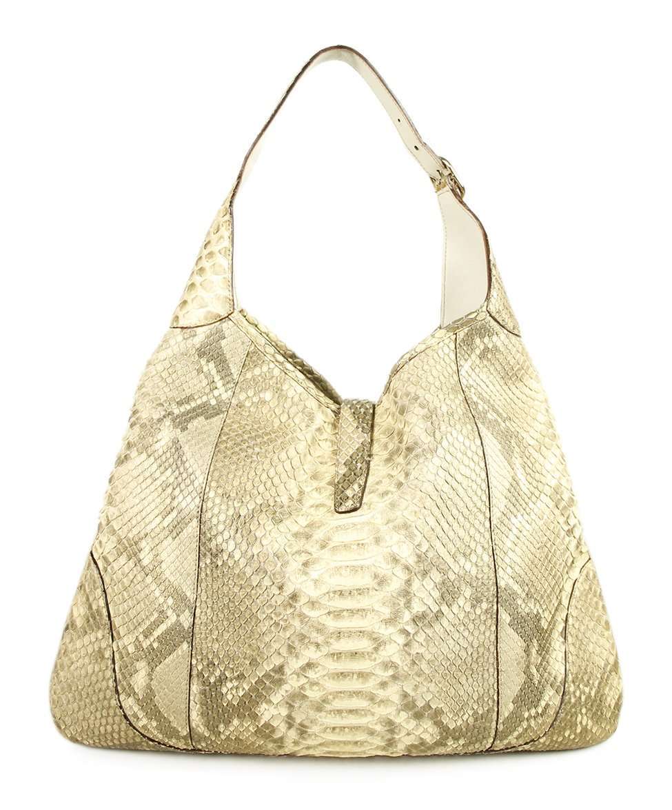 GUCCI BEIGE BROWN PYTHON SKIN HANDBAG