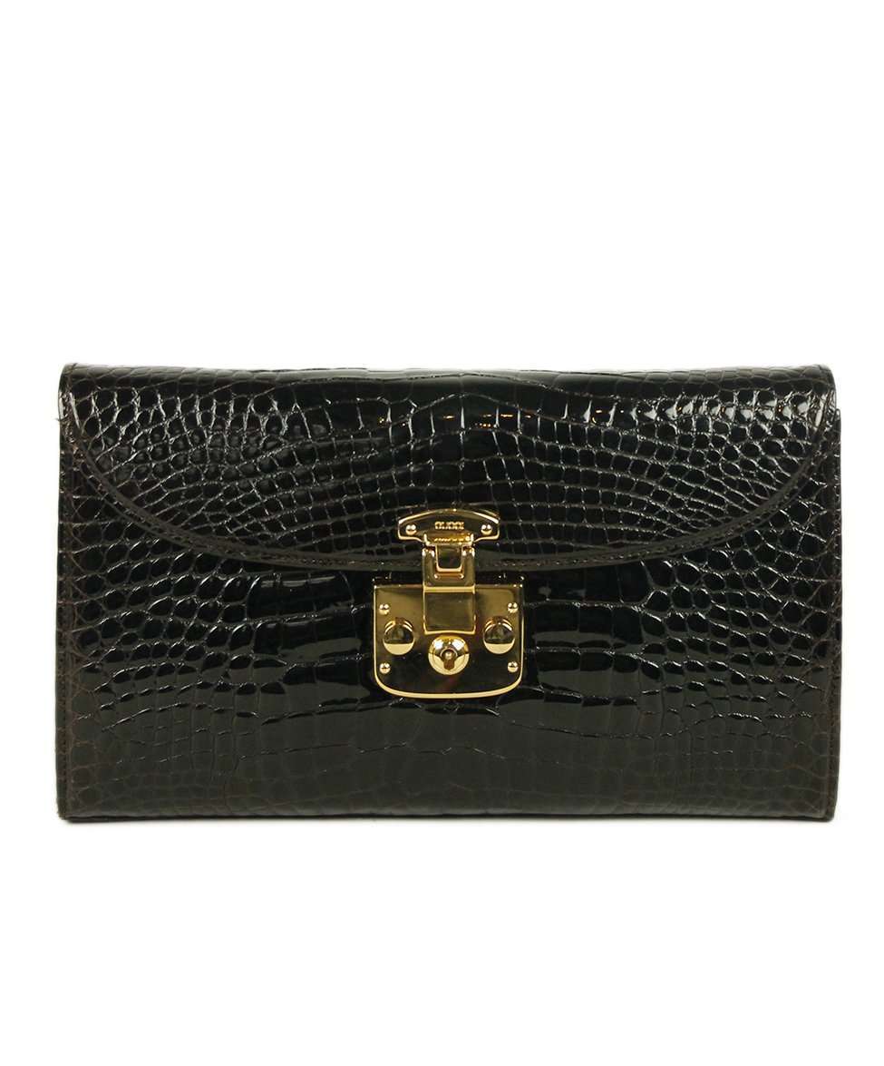 GUCCI BROWN ALLIGATOR HANDBAG