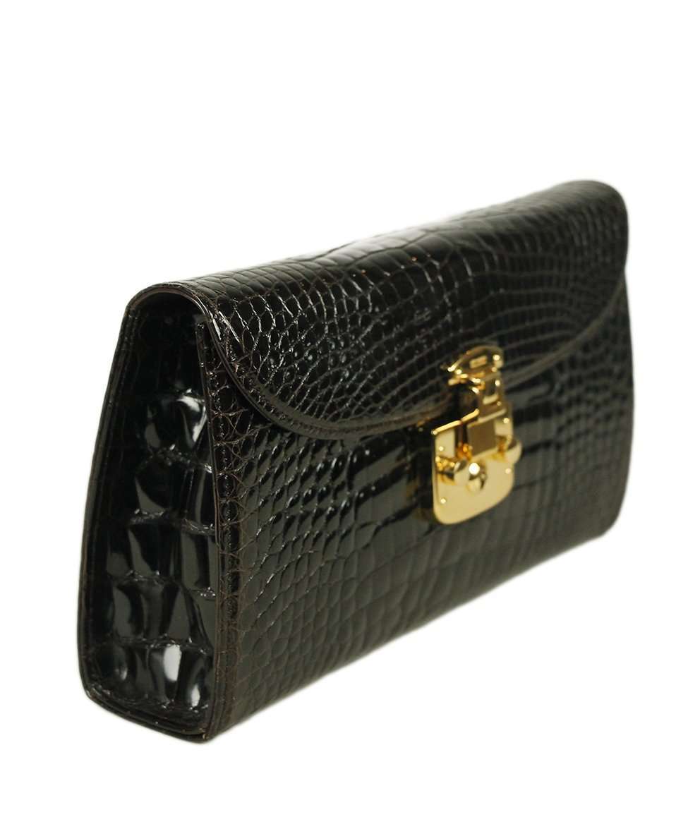 GUCCI BROWN ALLIGATOR HANDBAG