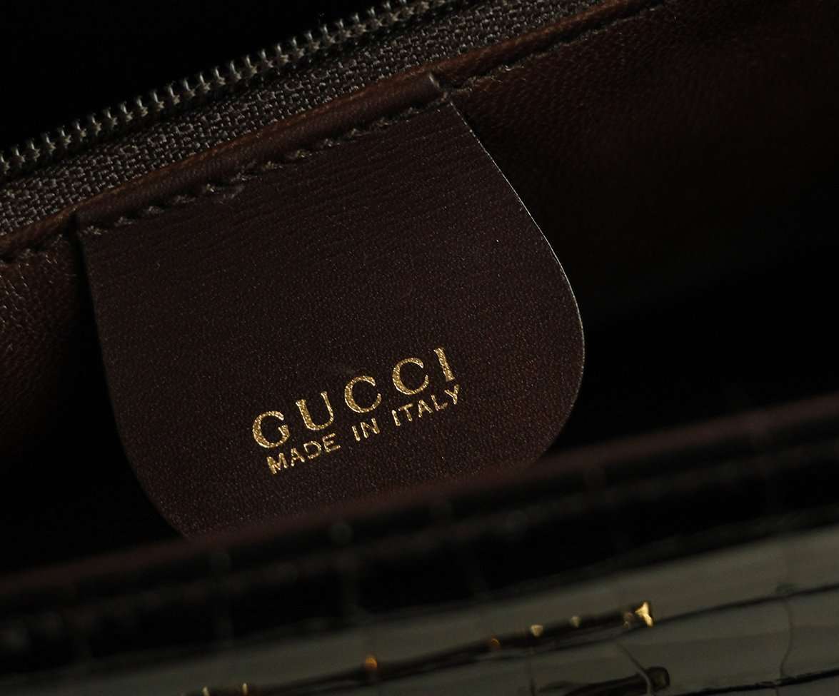 GUCCI BROWN ALLIGATOR HANDBAG