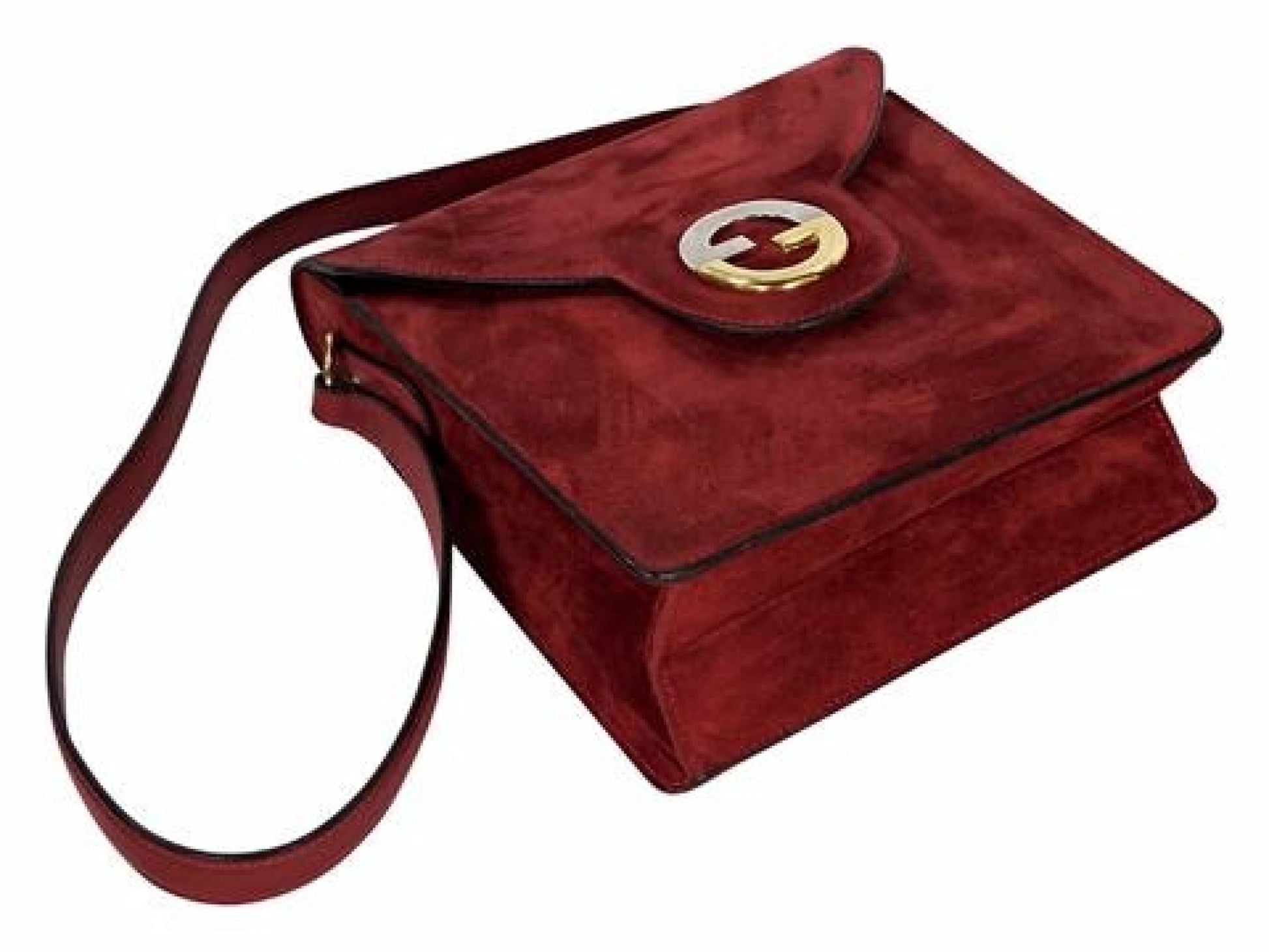 Red Gucci Suede Shoulder Bag