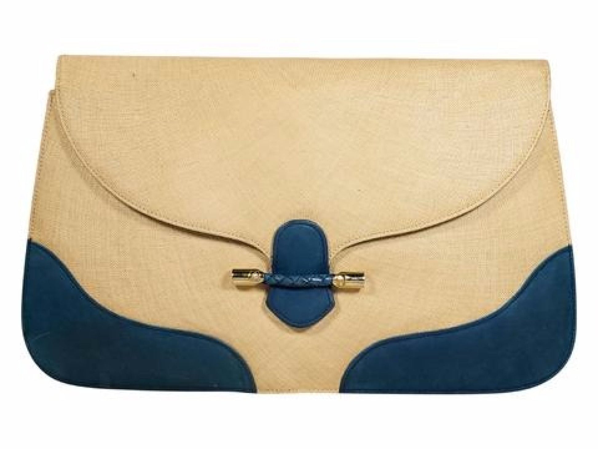 Tan & Blue Gucci Leather Clutch