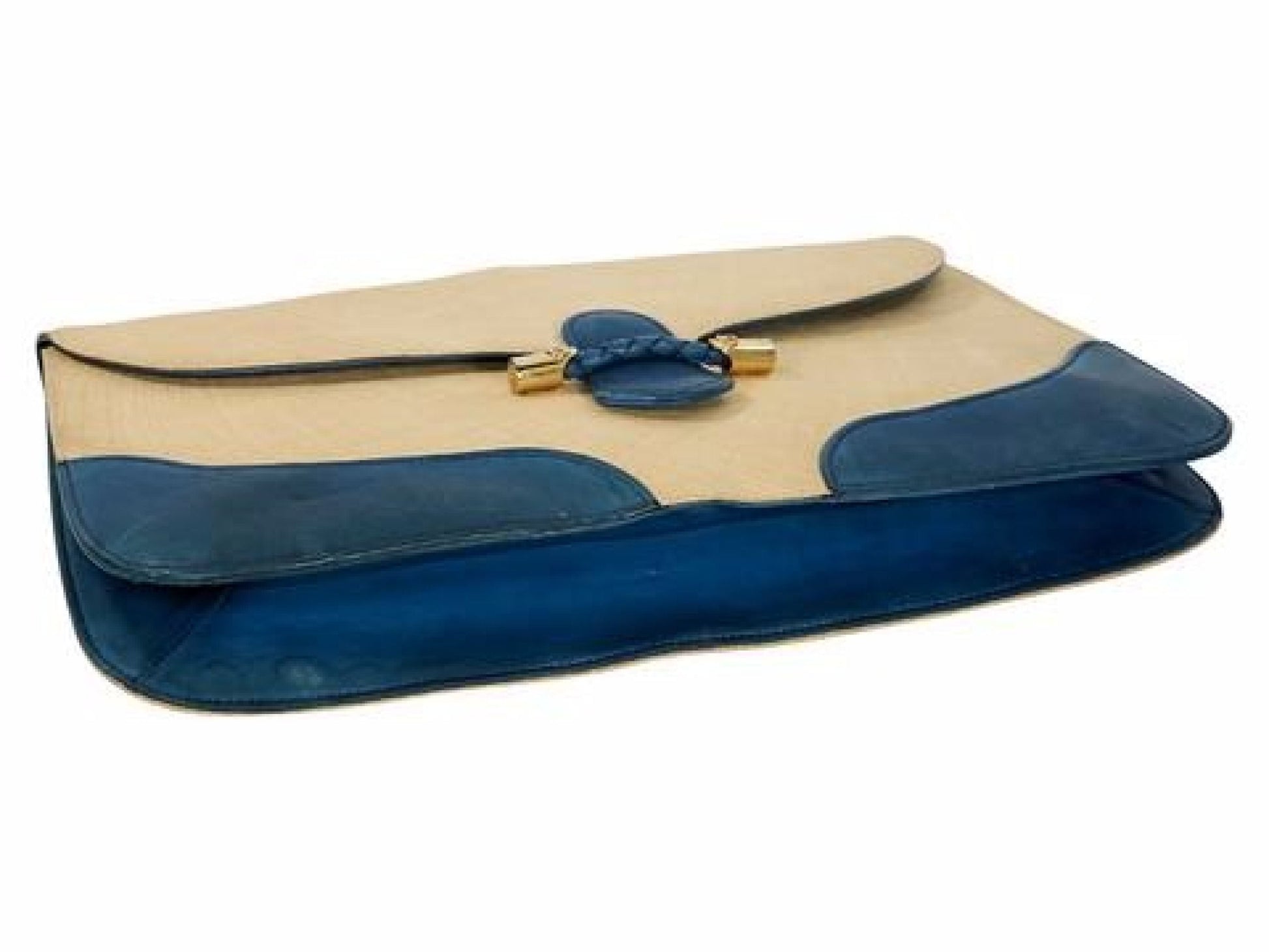 Tan & Blue Gucci Leather Clutch