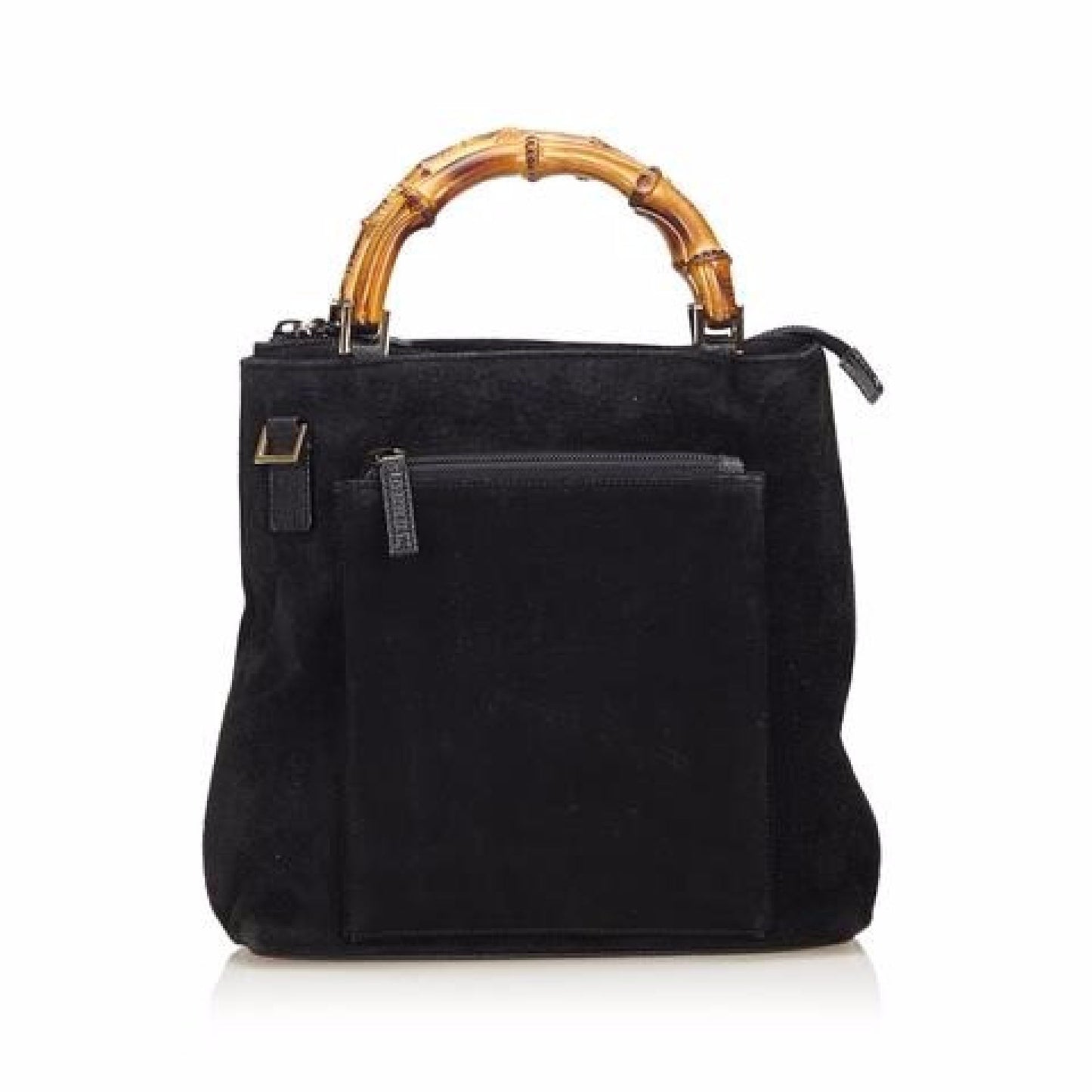Black Gucci Suede Bamboo-Handle Handbag