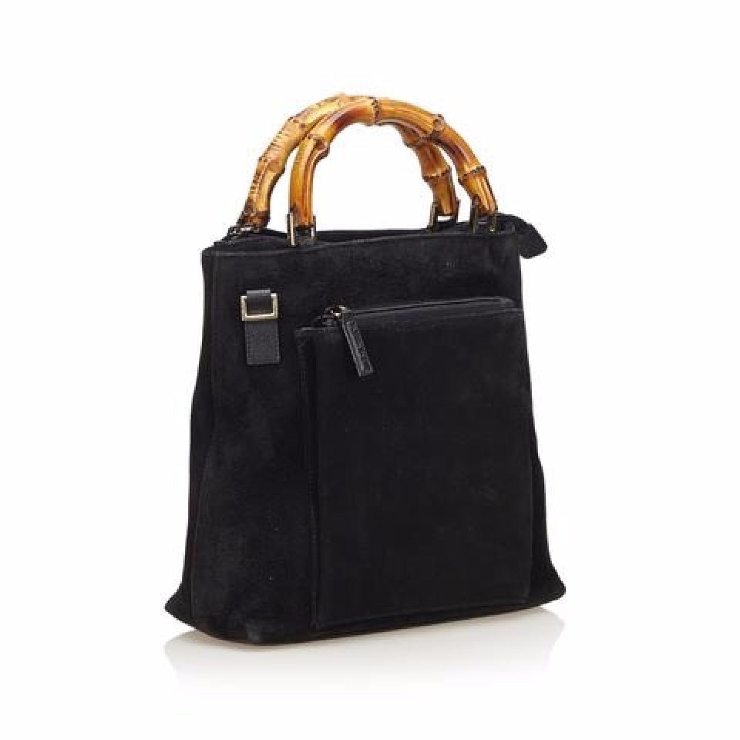 Black Gucci Suede Bamboo-Handle Handbag