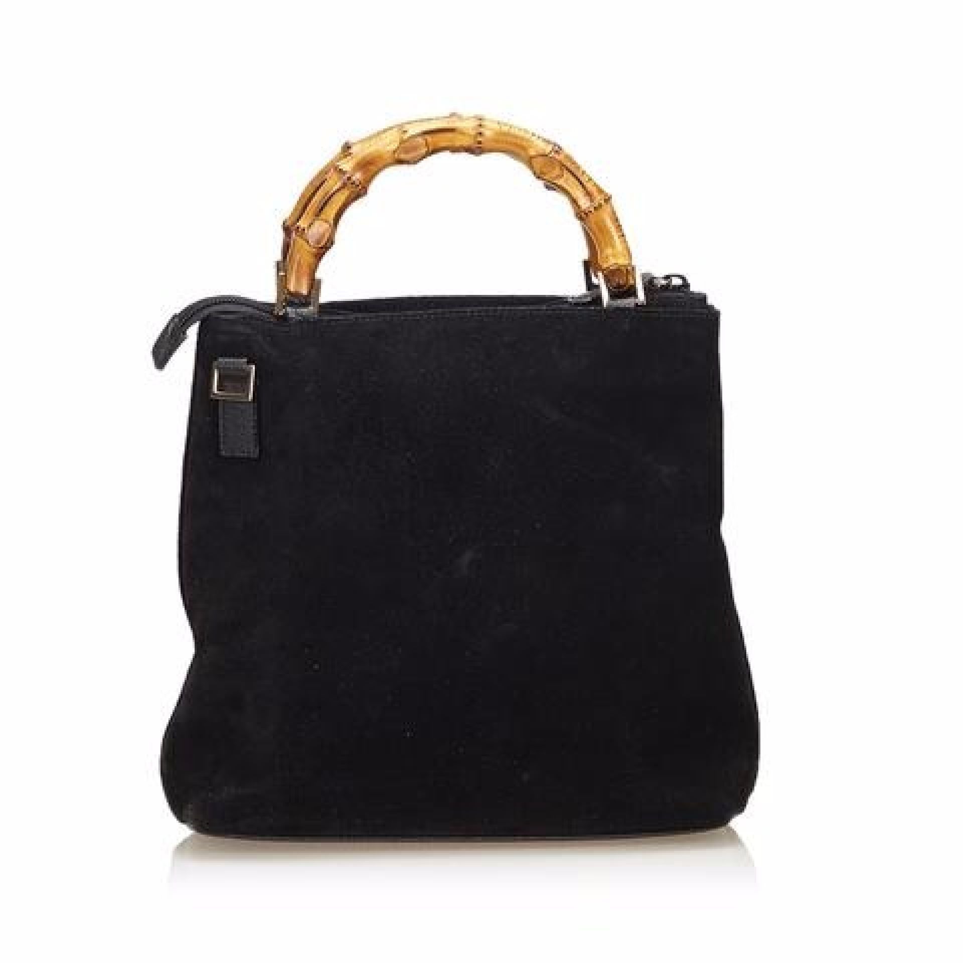 Black Gucci Suede Bamboo-Handle Handbag