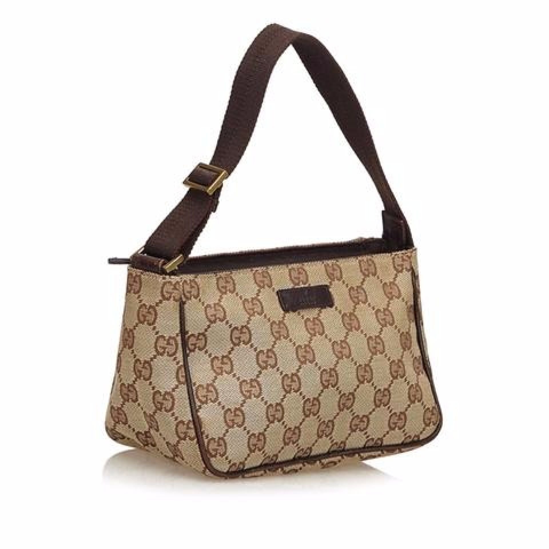 Tan Gucci Canvas Guccissima Baguette Bag