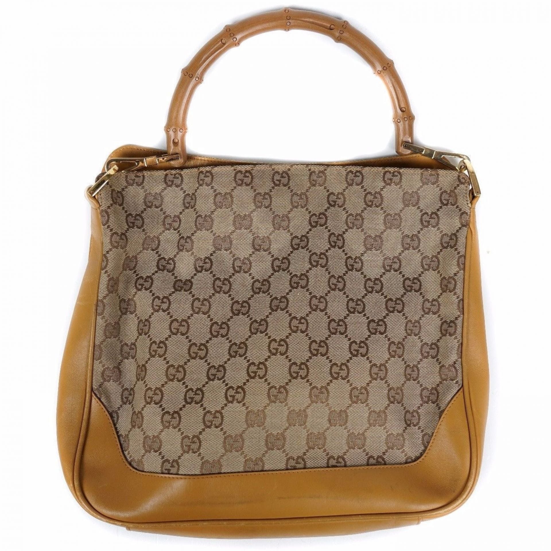 Gucci - Monogram Bamboo Handle Handbag