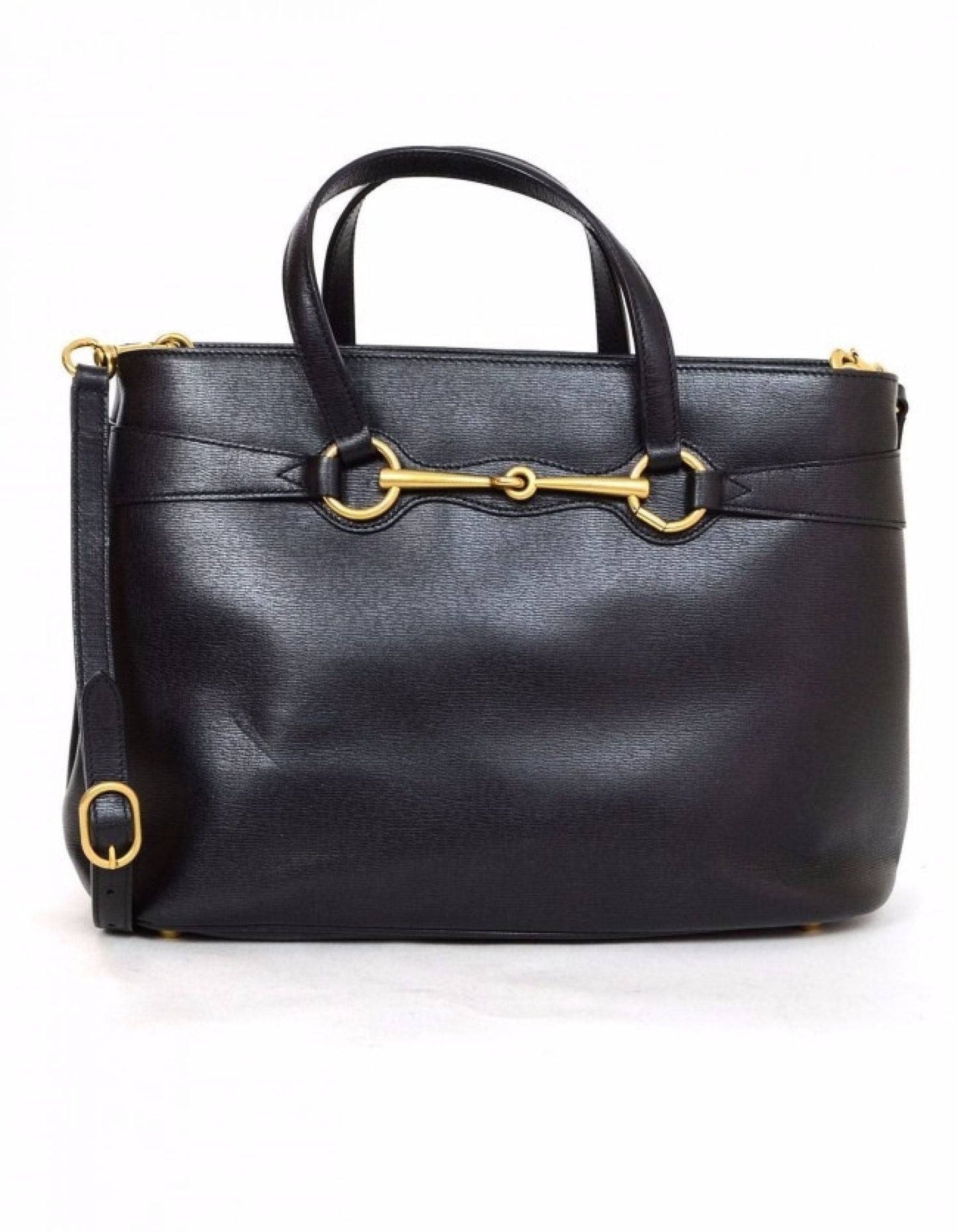 Gucci Black Medium Bright Bit Leather Satchel