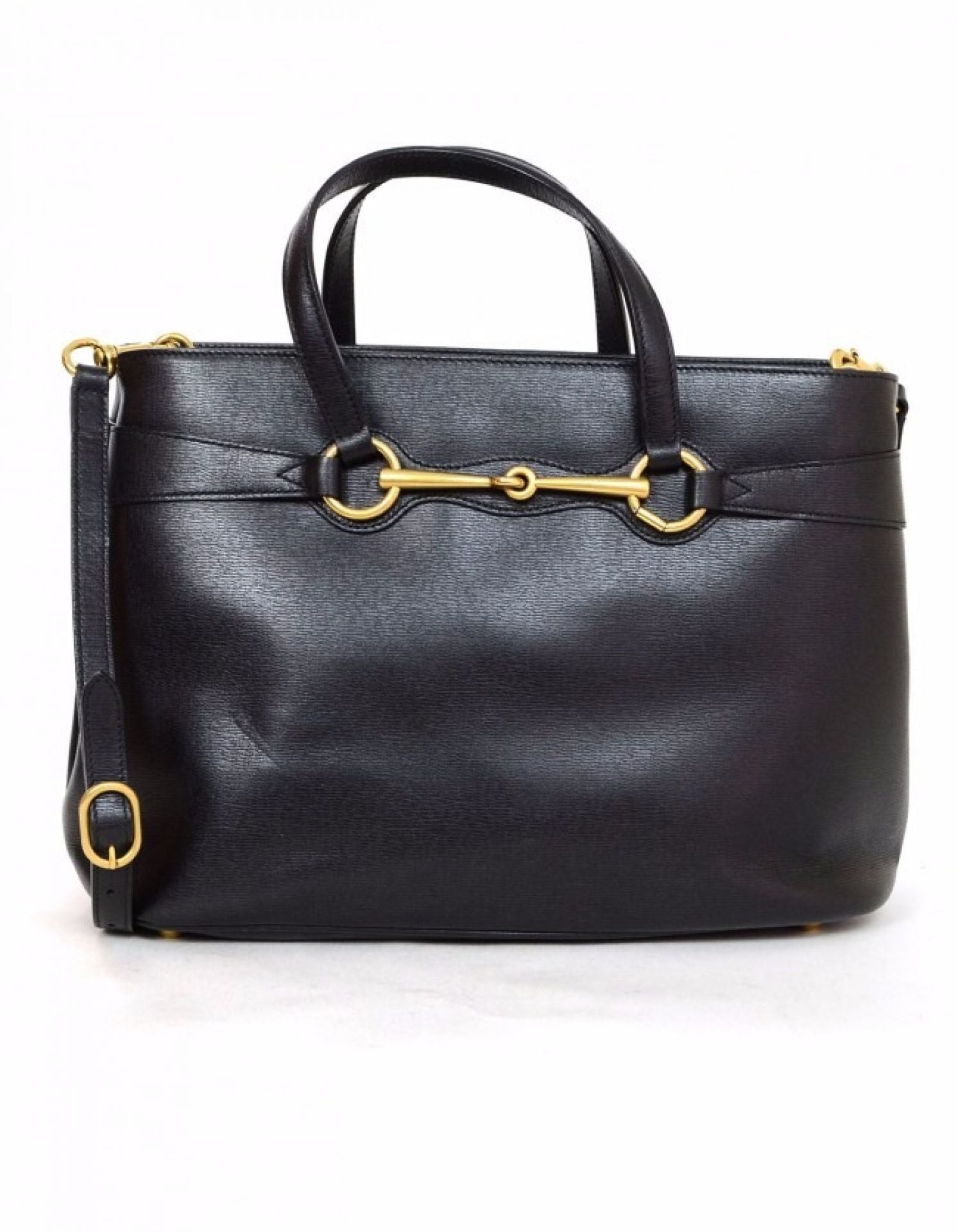 Gucci Black Medium Bright Bit Leather Satchel