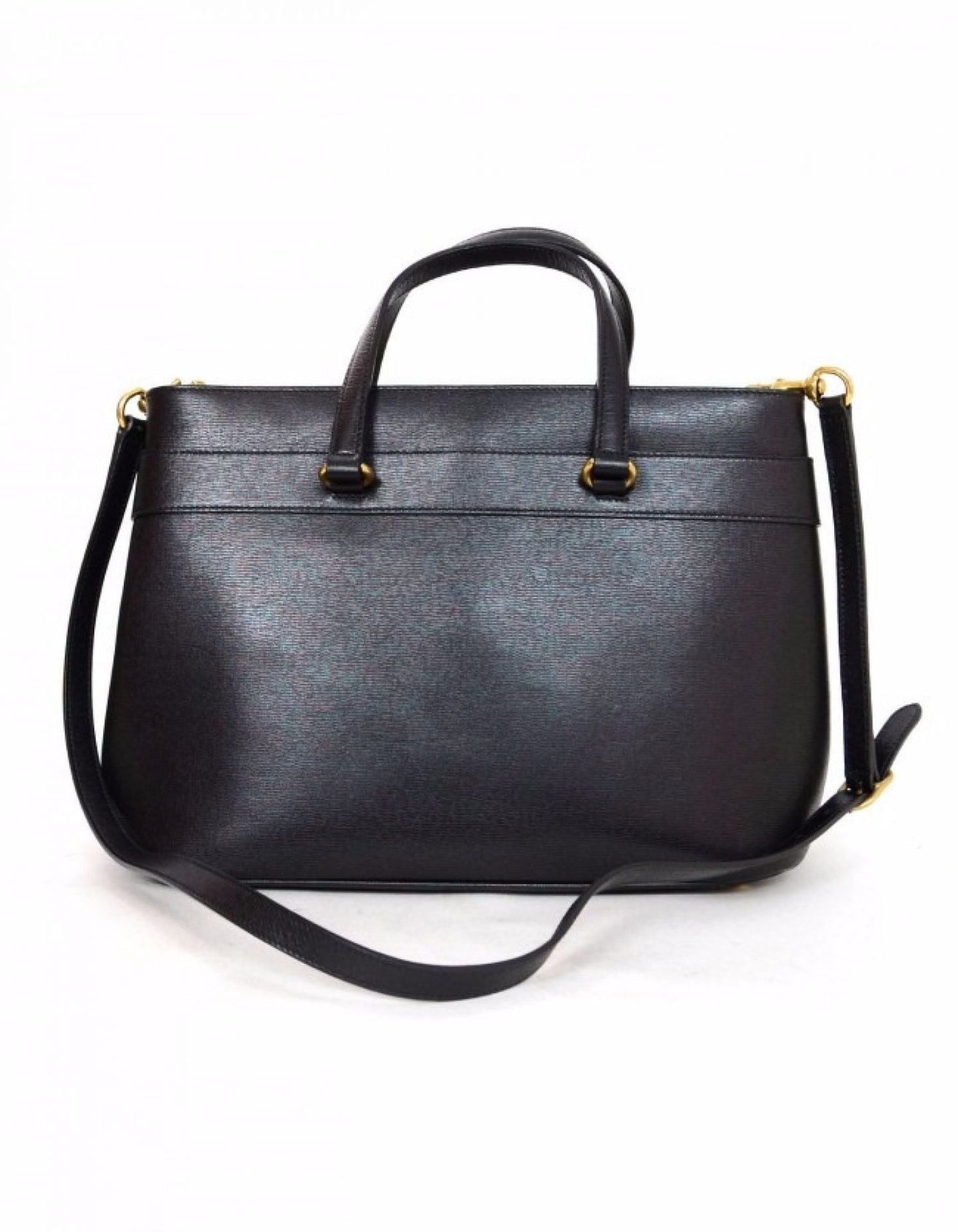 Gucci Black Medium Bright Bit Leather Satchel