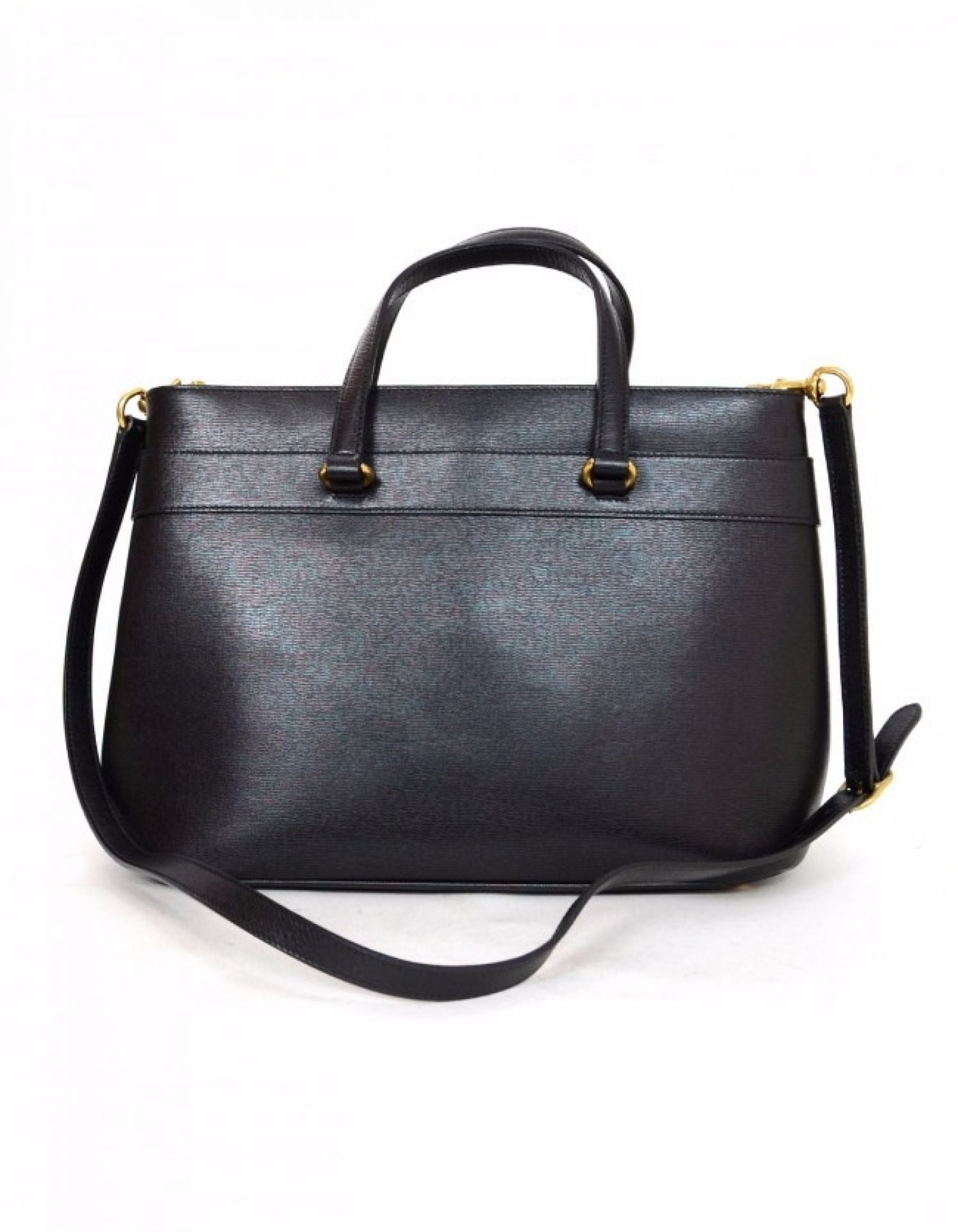 Gucci Black Medium Bright Bit Leather Satchel