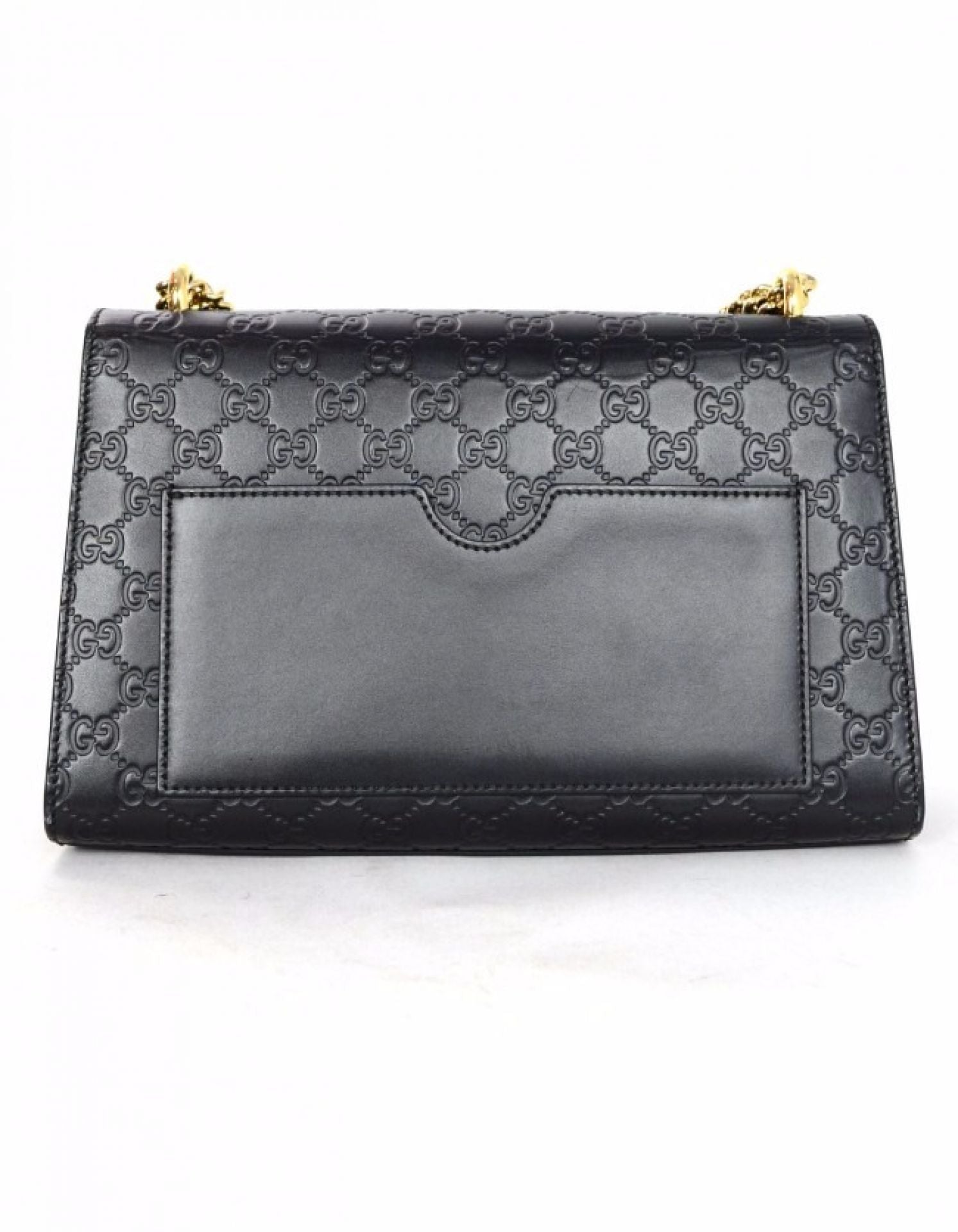 Gucci Black Leather Guccisima Medium Padlock Flap Bag