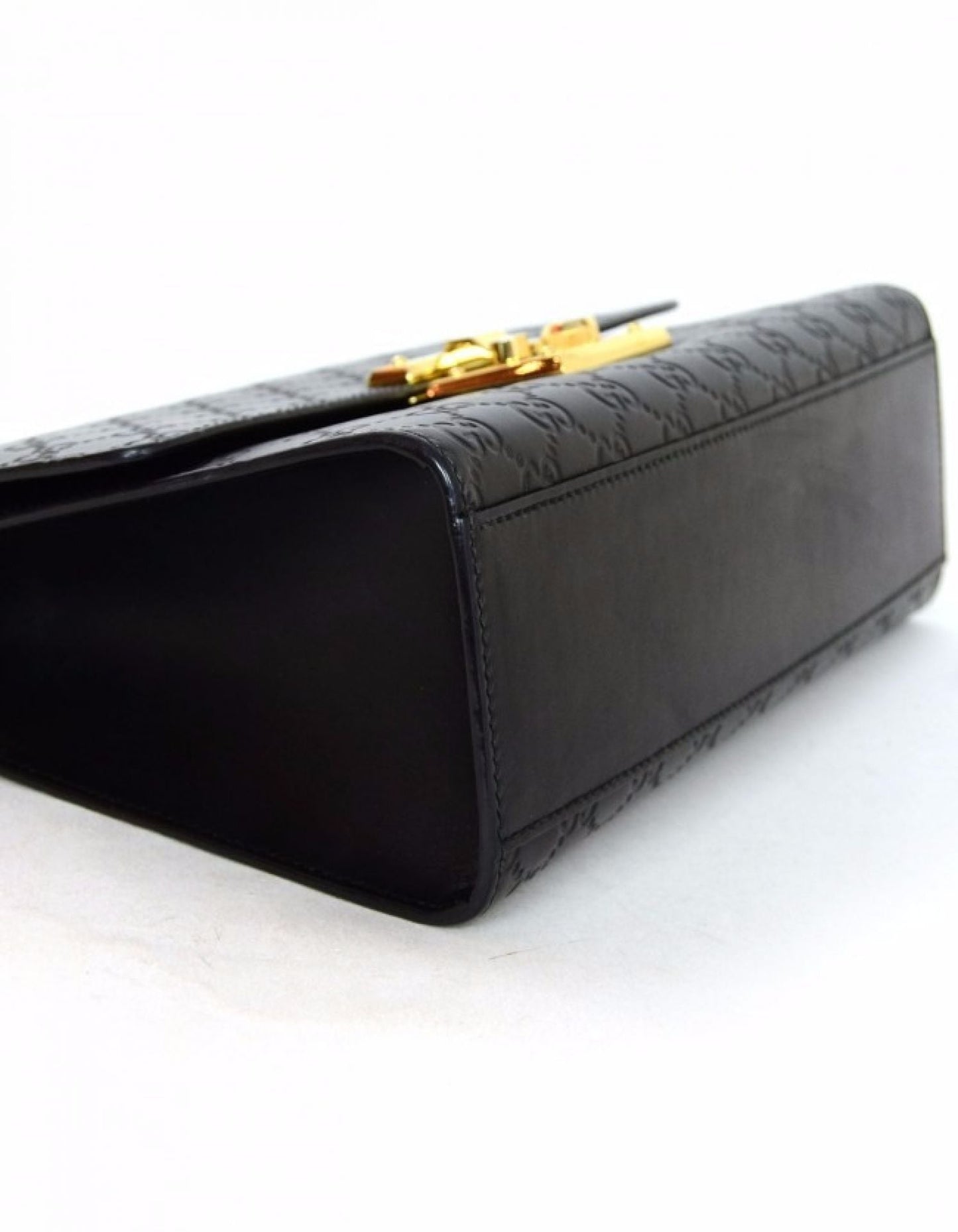 Gucci Black Leather Guccisima Medium Padlock Flap Bag