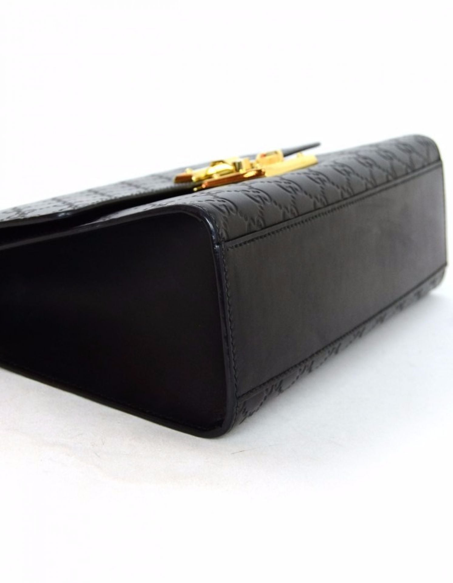 Gucci Black Leather Guccisima Medium Padlock Flap Bag