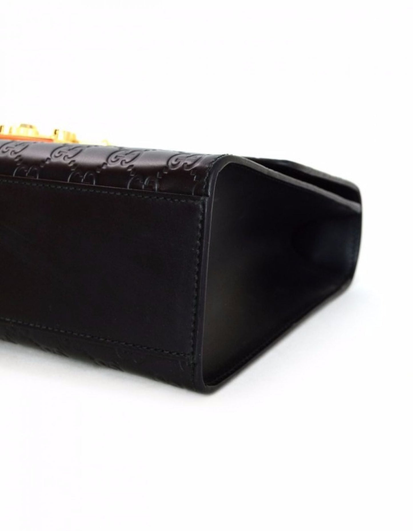 Gucci Black Leather Guccisima Medium Padlock Flap Bag