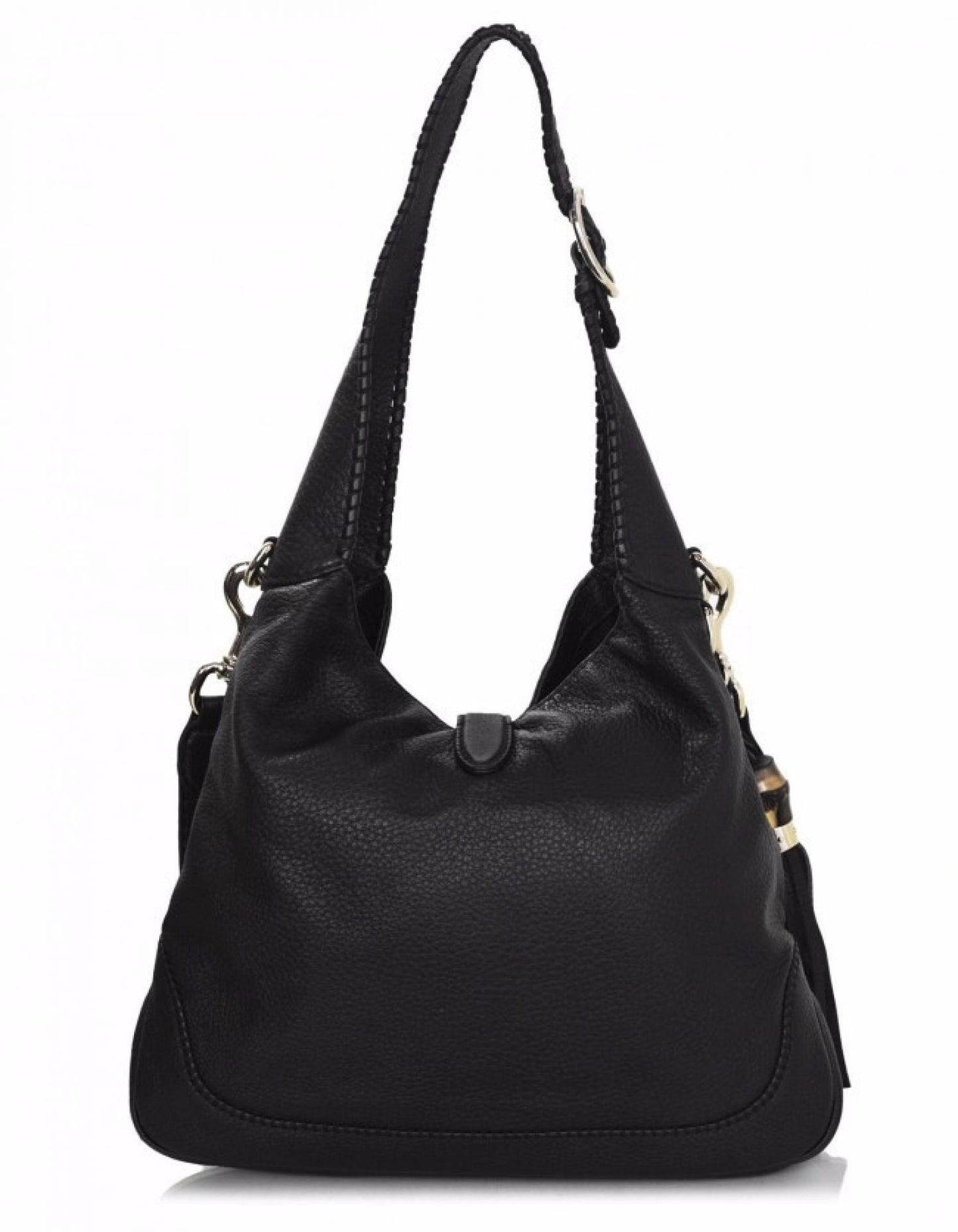 Gucci Black Pebbled Leather New Jackie Medium Satchel Bag